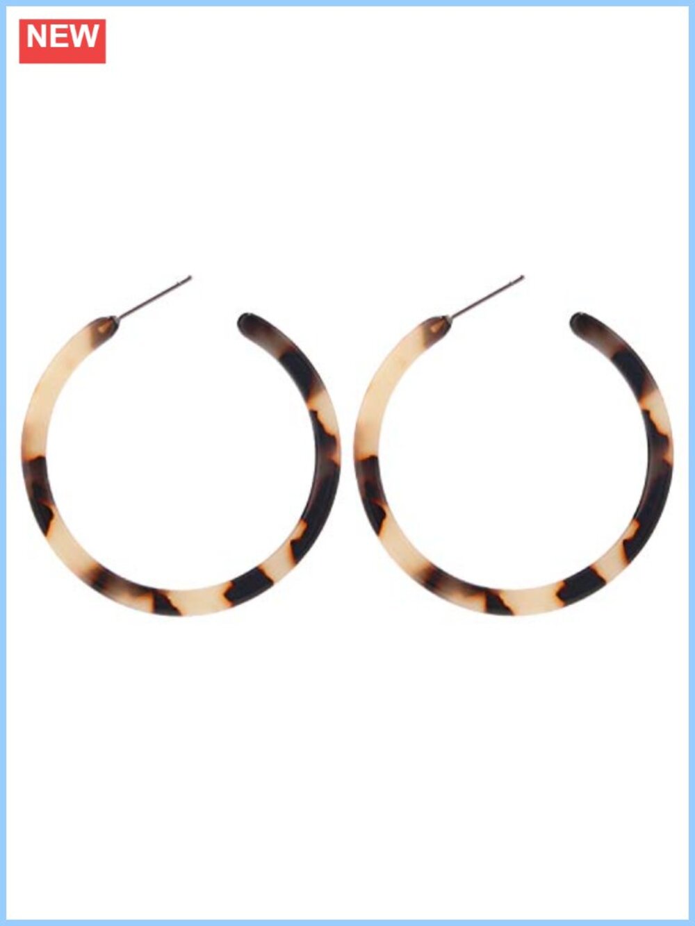 Tortoise Shell Resin Hoop Earrings Three Quarter Hoop Acetate Stainless Steel